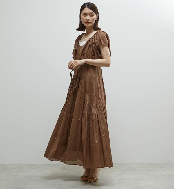 Soffitto「インド綿ドット刺繍ギャザーボレロブラウス」|カーディガン|