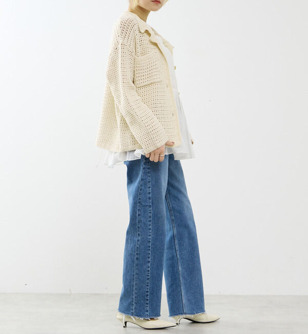 SOFFITTO「クロシェ風ニットカーディガン」|カーディガン|