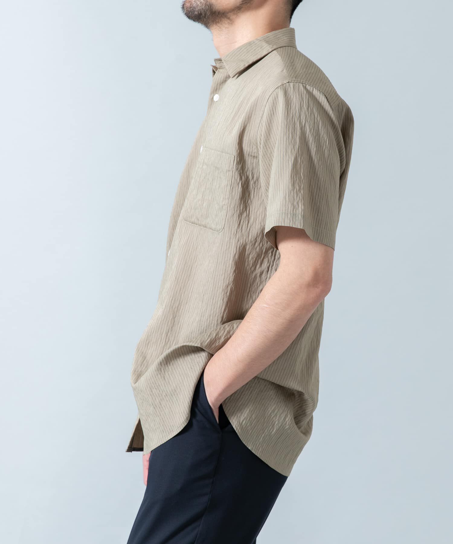 URBAN RESEARCH ROSSO「『WEB限定』『XLサイズあり』ストライプレギュラーカラー半袖シャツ」|シャツ・ブラウス|