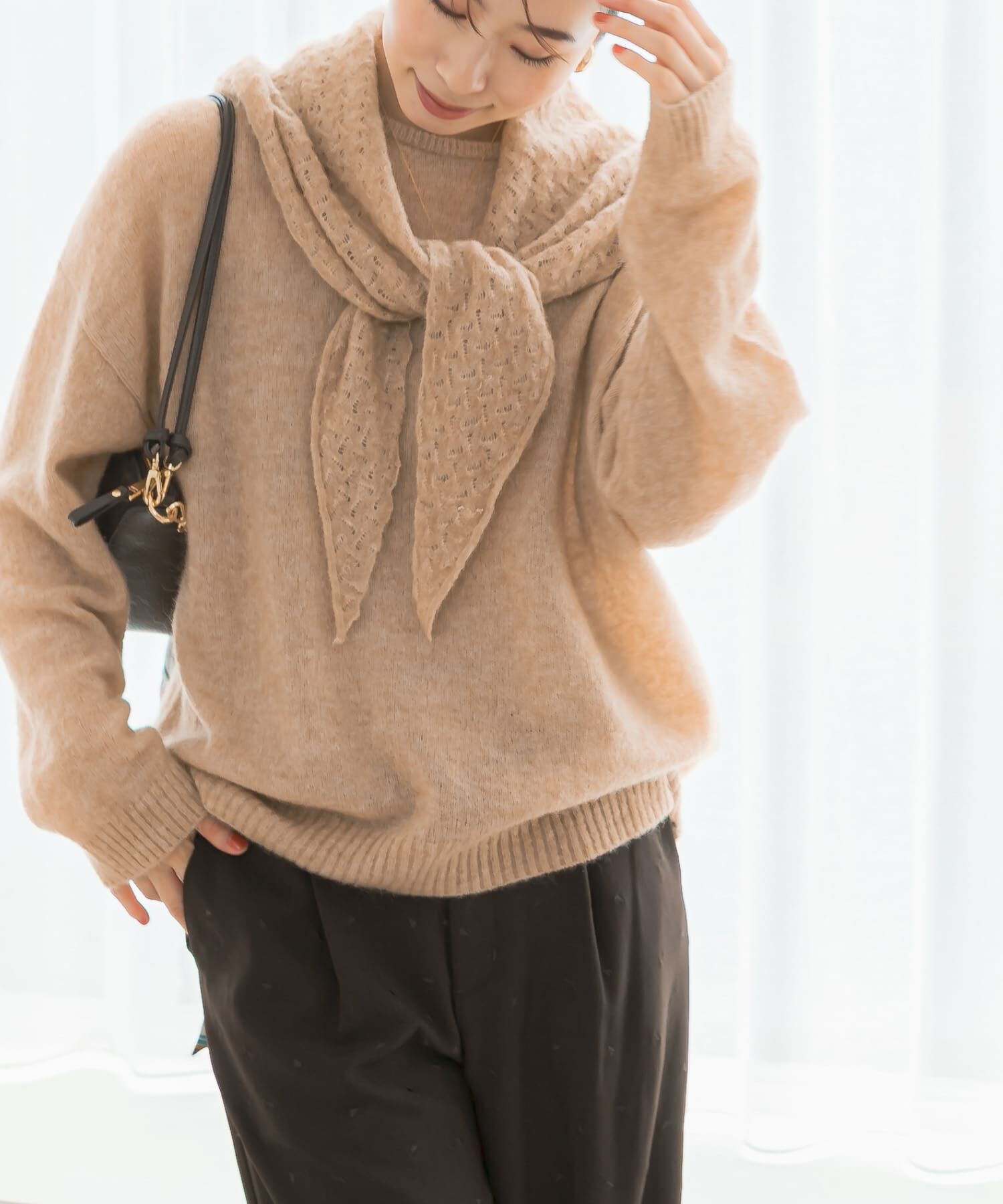 URBAN RESEARCH ROSSO「F by ROSSO　ヘアリーニットプルオーバー+ニットスカーフ」|ニット・セーター|