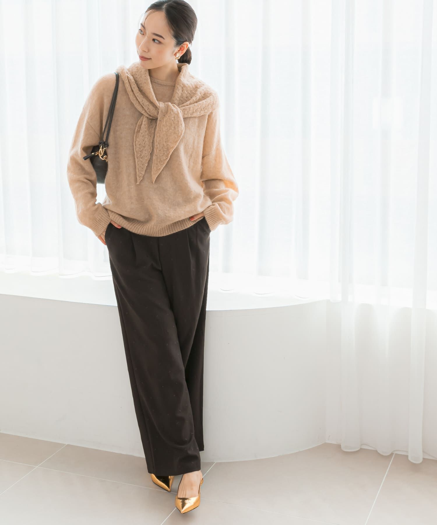 URBAN RESEARCH ROSSO「F by ROSSO　ヘアリーニットプルオーバー+ニットスカーフ」|ニット・セーター|