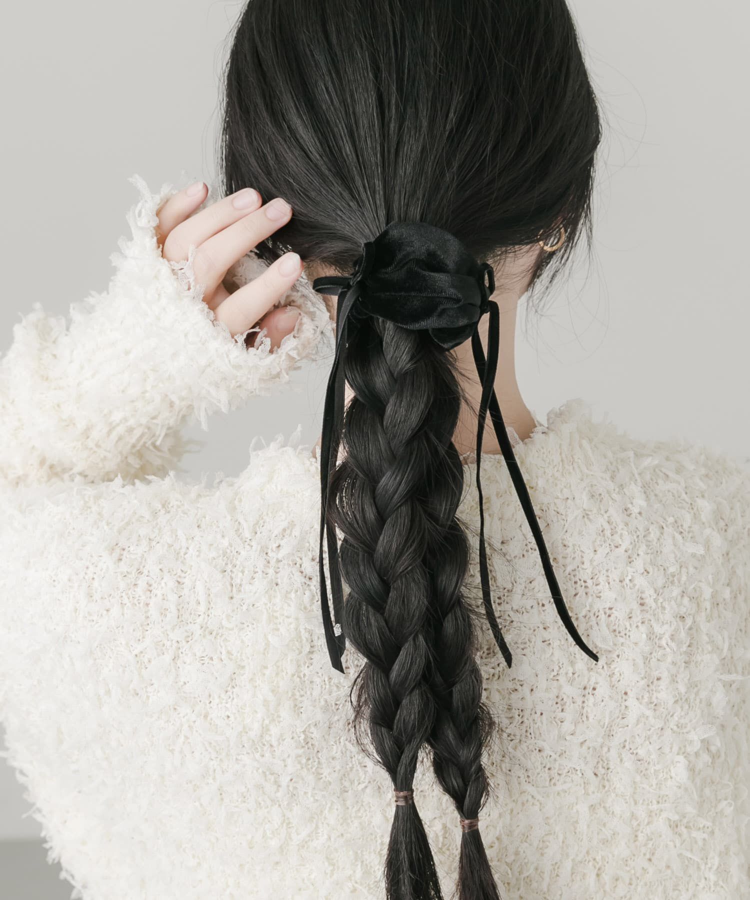 SMELLY「ベロアリボンヘアカフ」|その他|ブラック