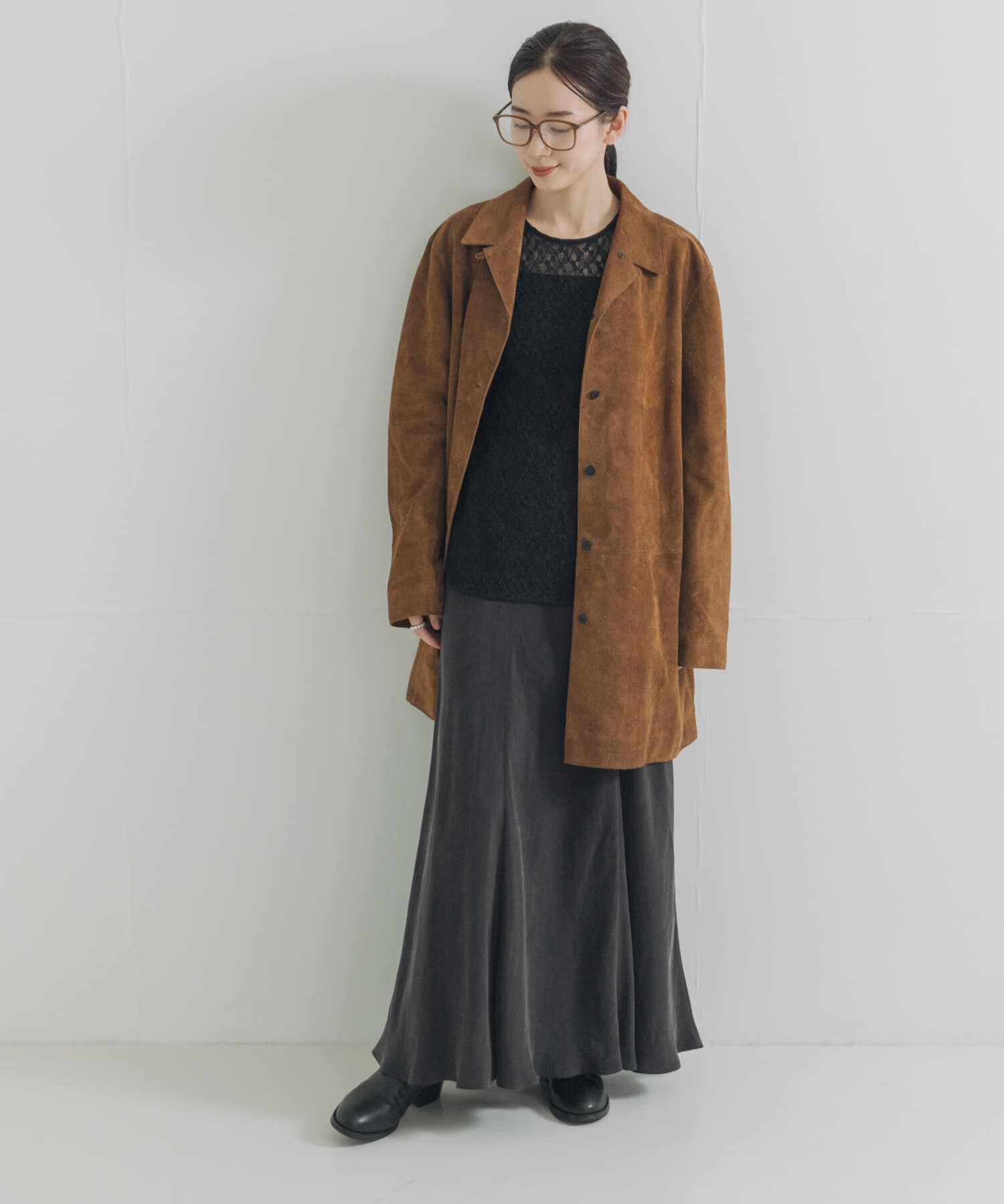 URBAN RESEARCH「ストレッチレースクルーネックブラウス」|Tシャツ・カットソー|