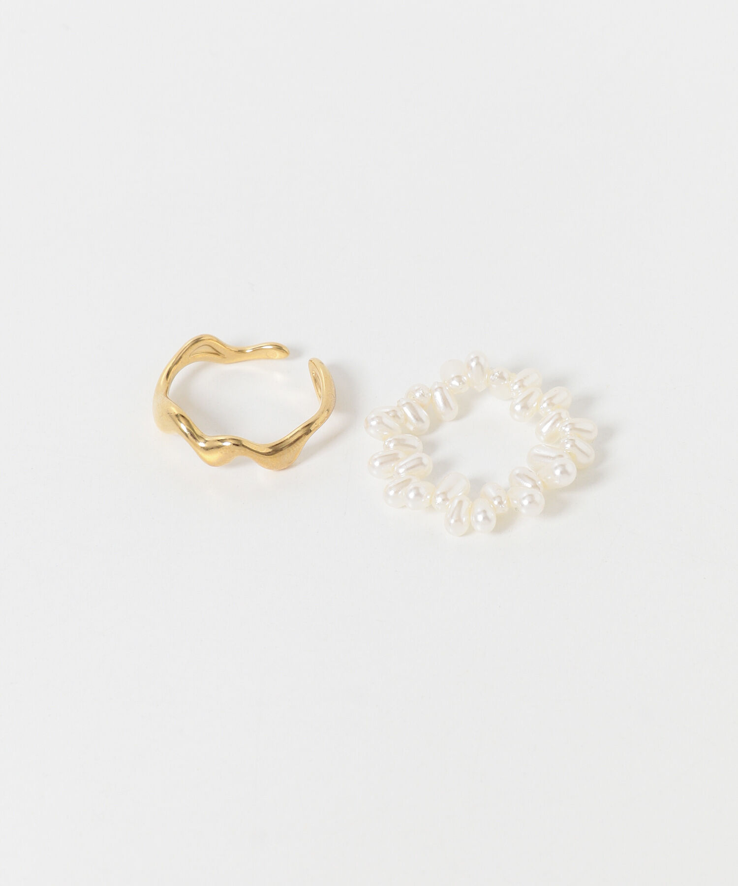 SMELLY「ステンレスパール2セットリング」|リング|