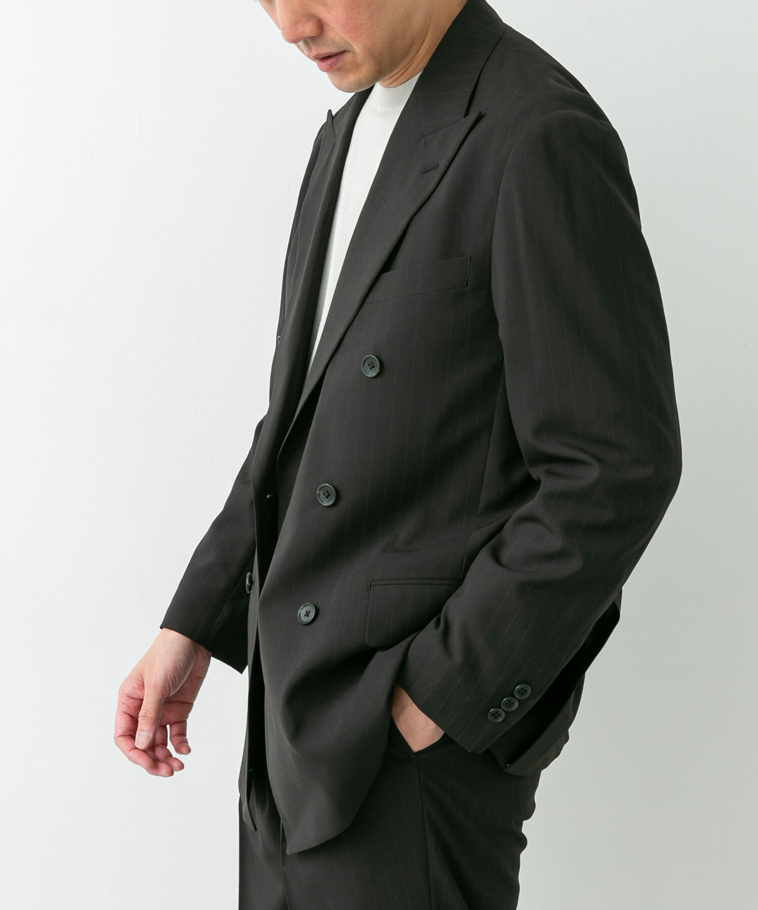 URBAN RESEARCH DOORS「LIFE STYLE TAILOR　TRABESTストライプダブルジャケット」|その他|ブラック