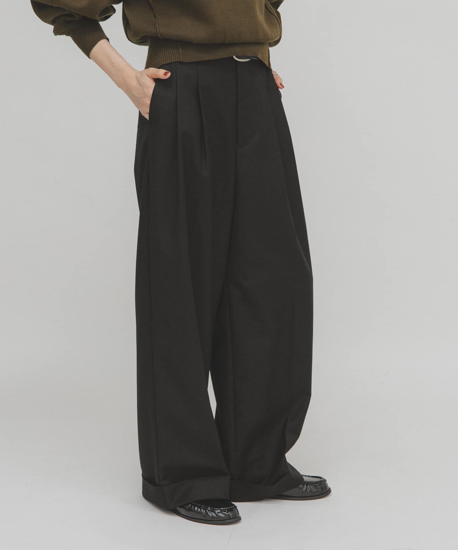  「センタープレスストレートパンツ」|その他|ブラック