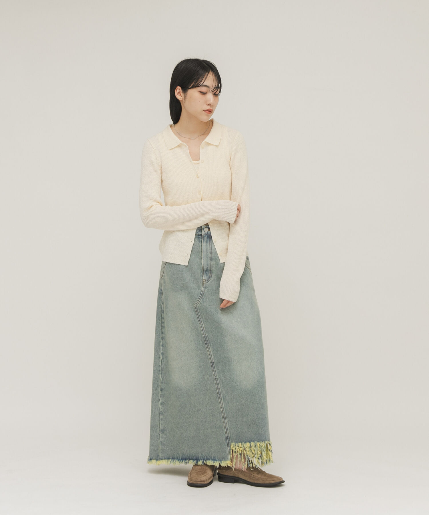  「『一部WEB限定カラー』ミニブークレレイヤードニットシャツ」|ニット・セーター|