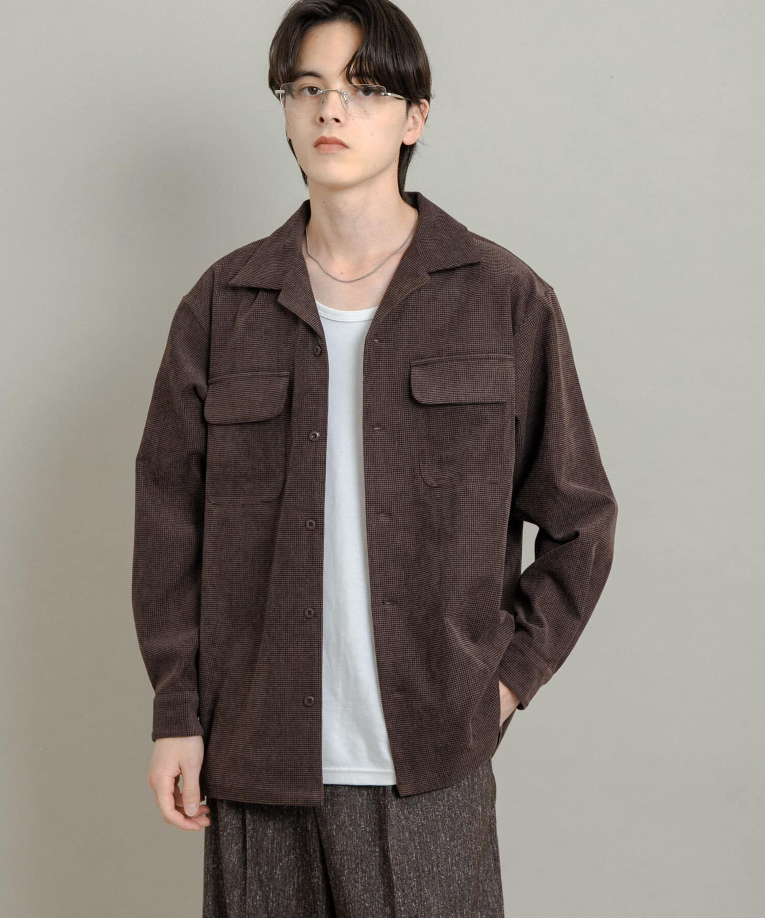 SENSE OF PLACE by URBAN RESEARCH「ブロックコーデュロイオープンカラーシャツ」|シャツ・ブラウス|