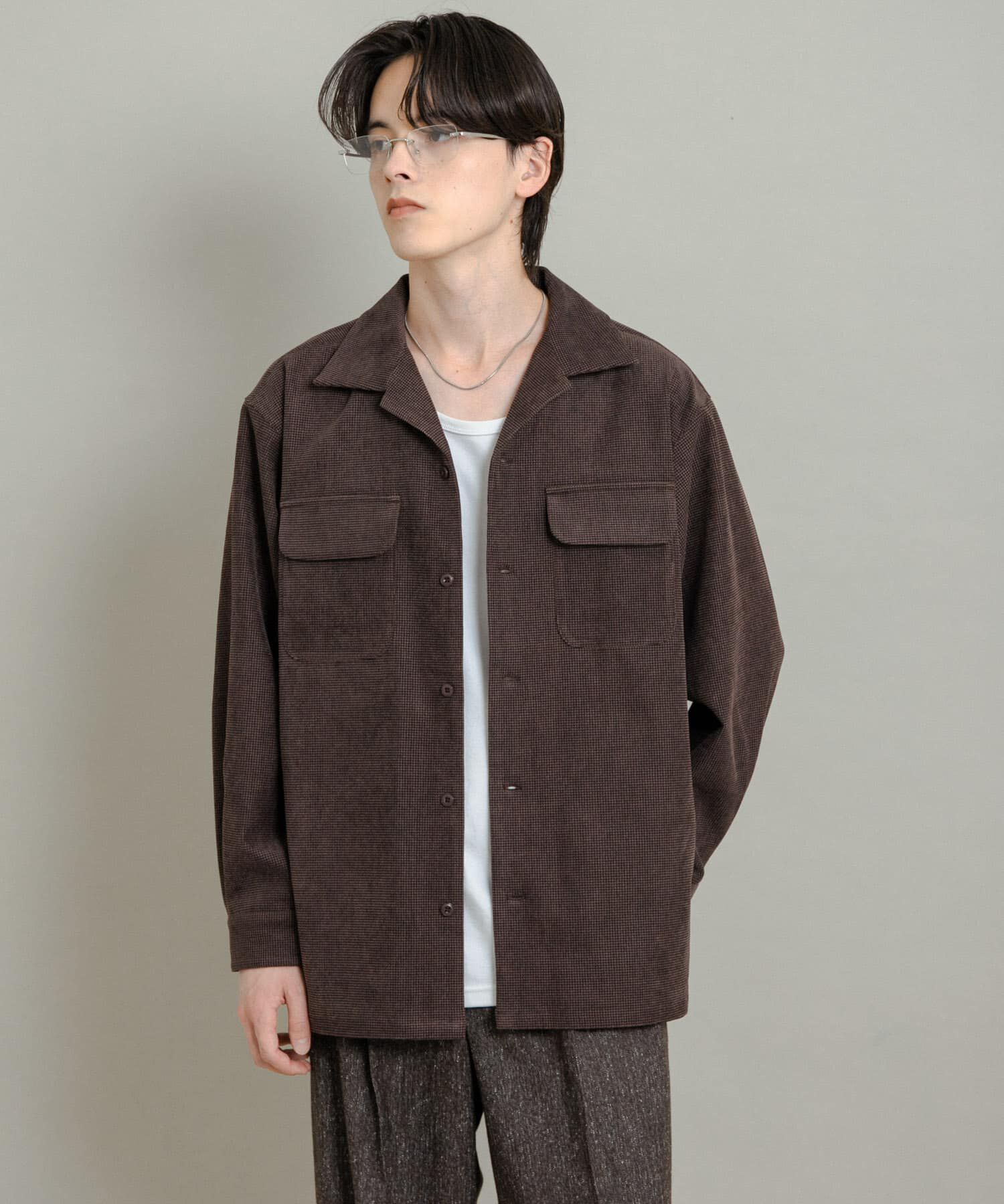 SENSE OF PLACE by URBAN RESEARCH「ブロックコーデュロイオープンカラーシャツ」|シャツ・ブラウス|