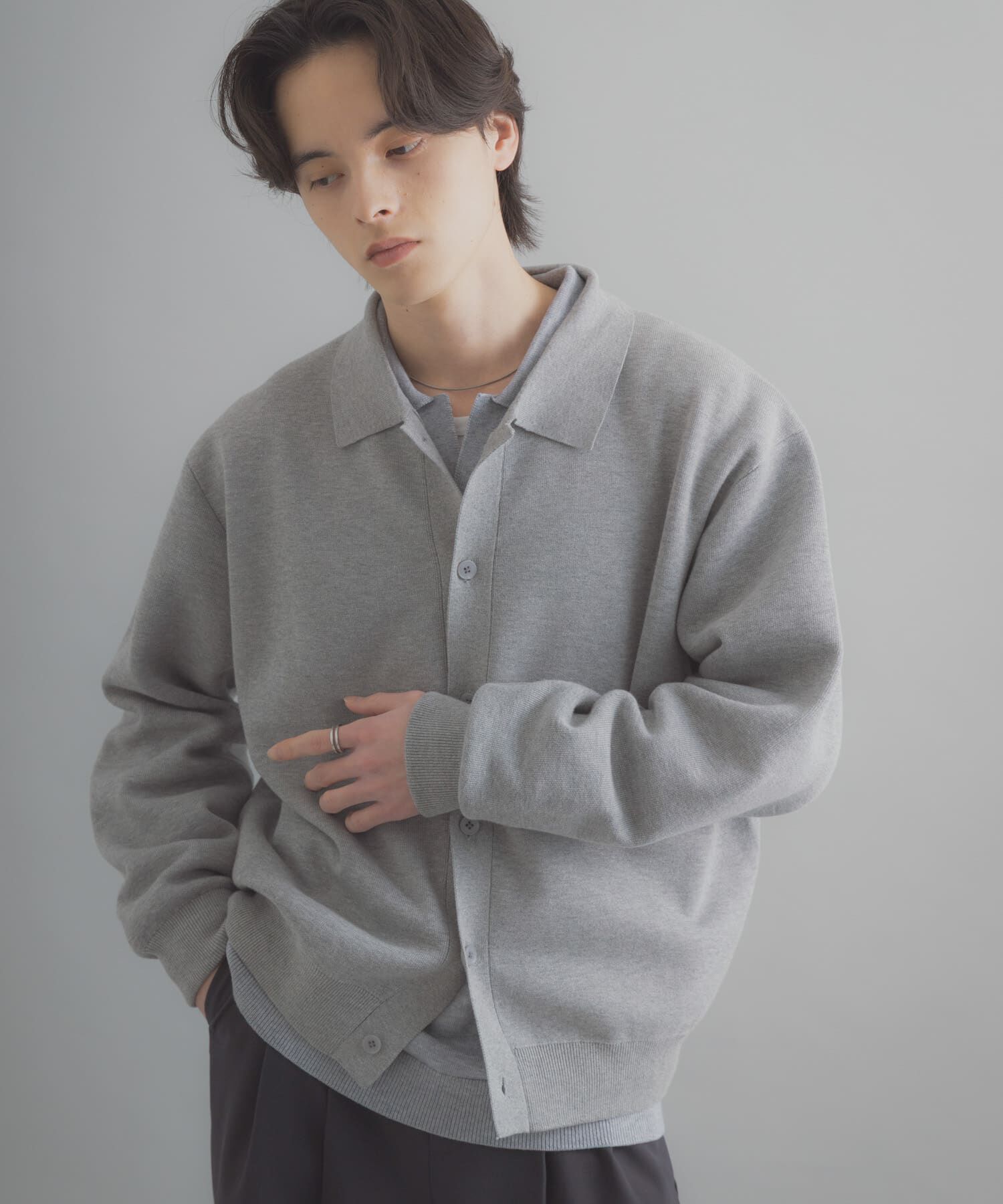 SENSE OF PLACE by URBAN RESEARCH「『ユニセックス』『洗濯可』スウェットライクポロカーディガン」|カーディガン|