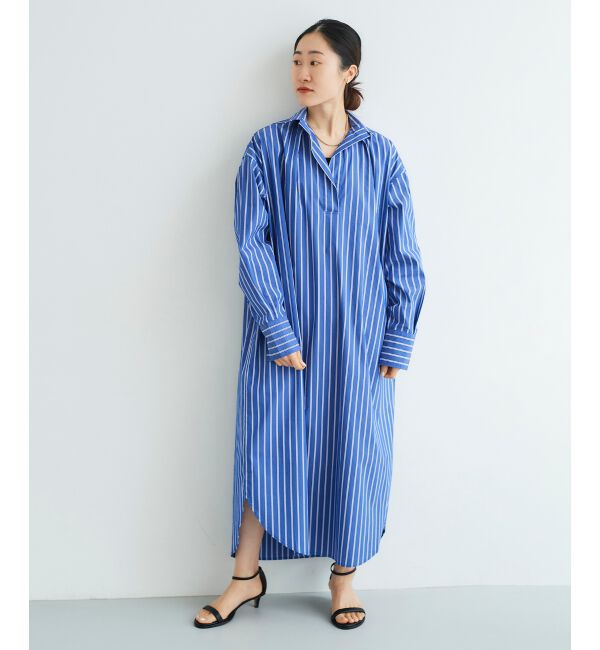 le.coeur blanc「《WEB限定アイテム》ストライプスキッパーシャツワンピース」|ワンピース|