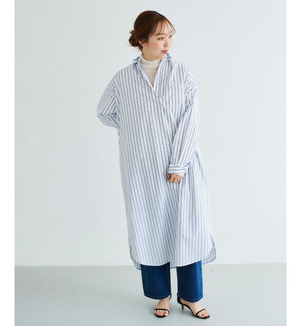 le.coeur blanc「《WEB限定アイテム》ストライプスキッパーシャツワンピース」|ワンピース|