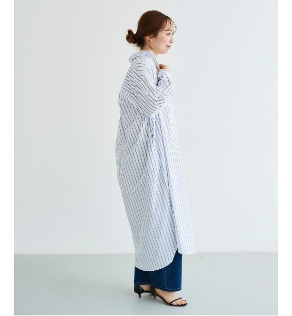 le.coeur blanc「《WEB限定アイテム》ストライプスキッパーシャツワンピース」|ワンピース|