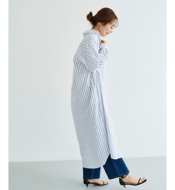 le.coeur blanc「《WEB限定アイテム》ストライプスキッパーシャツワンピース」|ワンピース|
