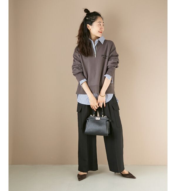  「刺繍入りハーフジップスウェット」|スウェット・ジャージ|