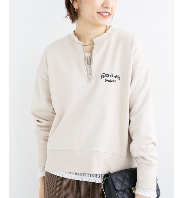  「刺繍入りハーフジップスウェット」|スウェット・ジャージ|