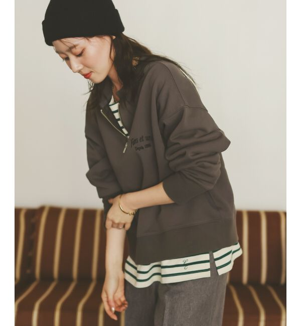  「刺繍入りハーフジップスウェット」|スウェット・ジャージ|