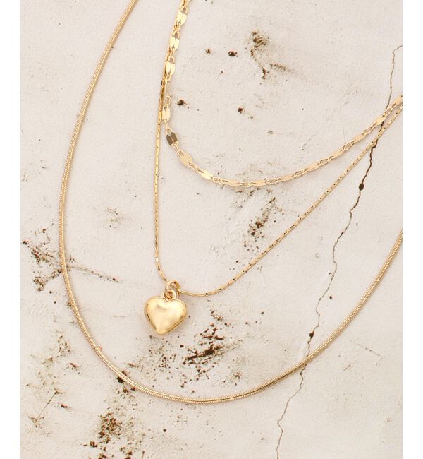  「O ハートチャーム3連ネックレス」|ネックレス|
