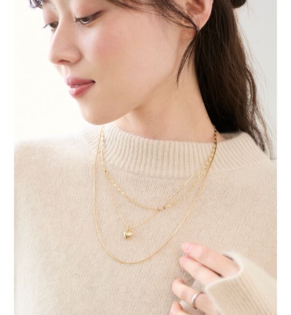  「O ハートチャーム3連ネックレス」|ネックレス|