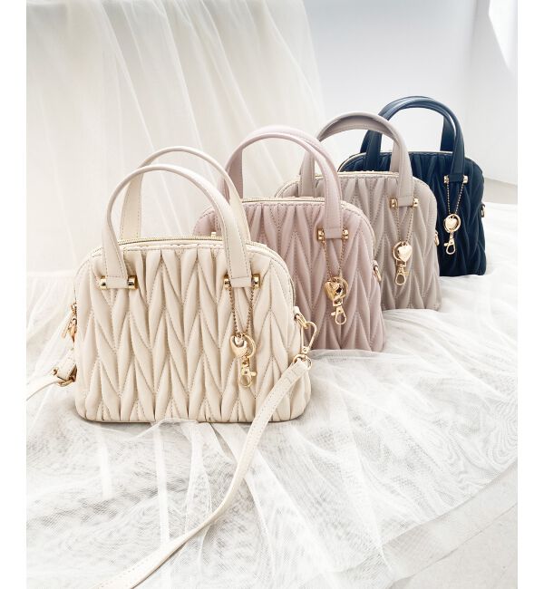 MAJESTICLEGON「♯チャームセットキルティングバッグ」|ショルダー・メッセンジャー|アイボリー