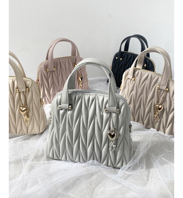 MAJESTICLEGON「♯チャームセットキルティングバッグ」|ショルダー・メッセンジャー|シルバー