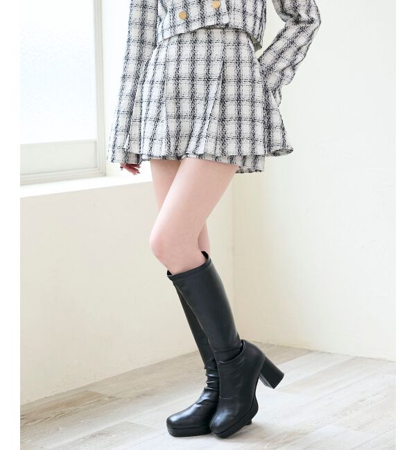  「レイヤードデザインツイードスカパン」|キュロット|