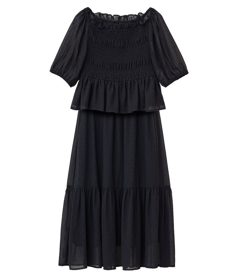 earth music&ecology「SET2点フロッキードットブラウス＋スカート」|スーツ|