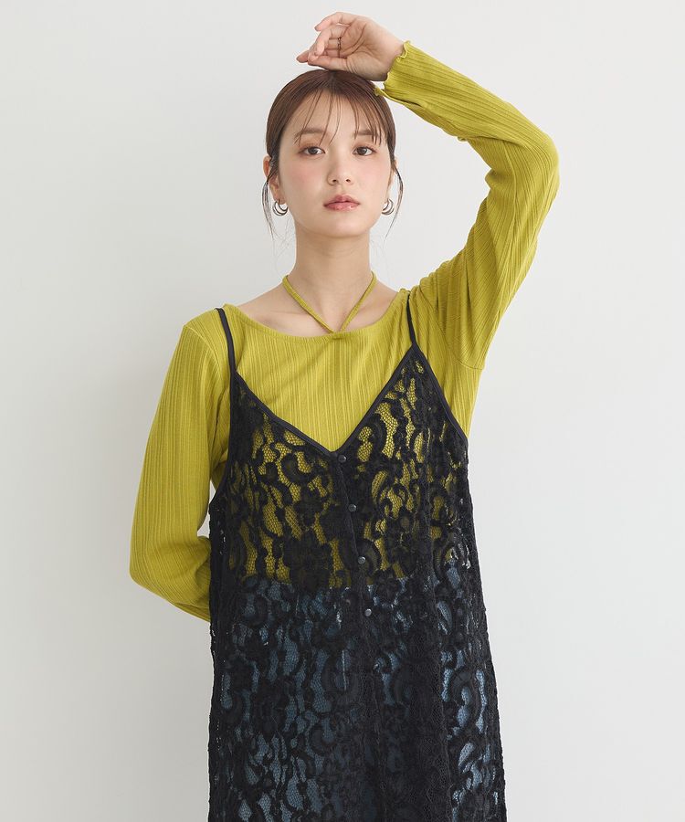 earth music&ecology「起毛レースレイヤードキャミワンピース」|ワンピース|