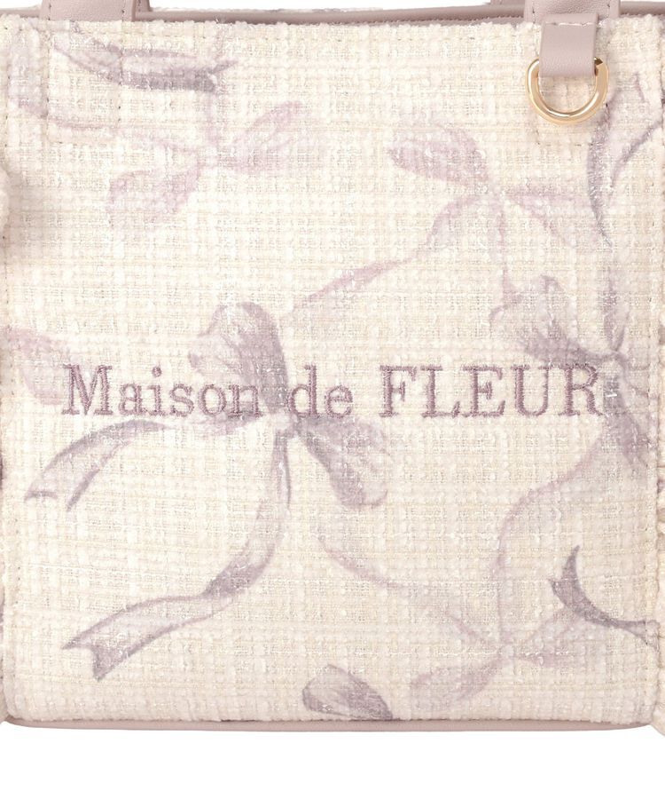Maison de FLEUR「ツイードリボンプリント2WayバッグS」|ハンドバッグ|