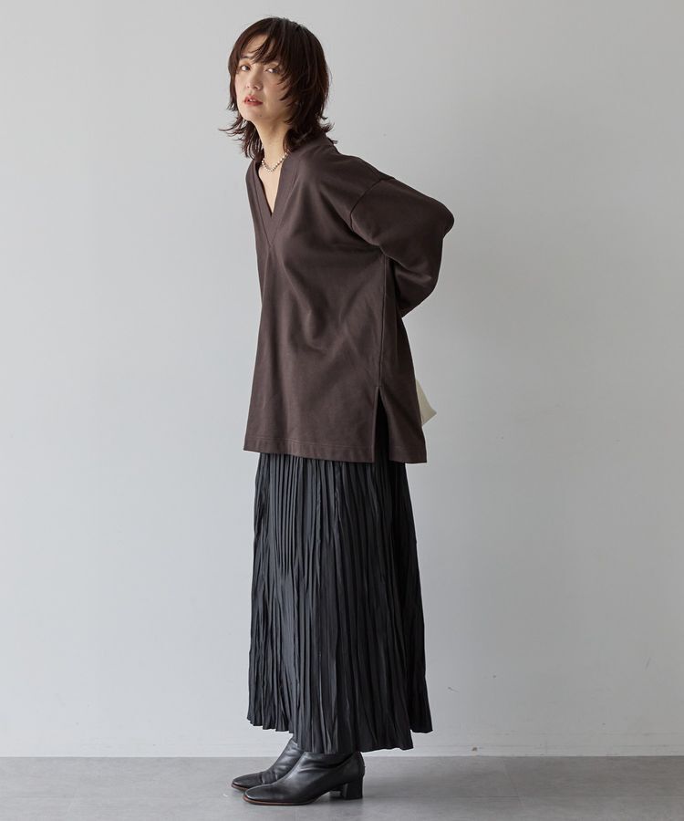 AMERICAN HOLIC「Vネックサイドスリットロングスウェットプルオーバー/チュニック」|スウェット・ジャージ|