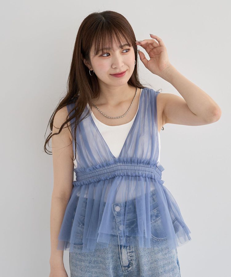 Green Parks「・ELENCARE DUE チュールシャーリングビスチェ」|ベスト・ジレ|