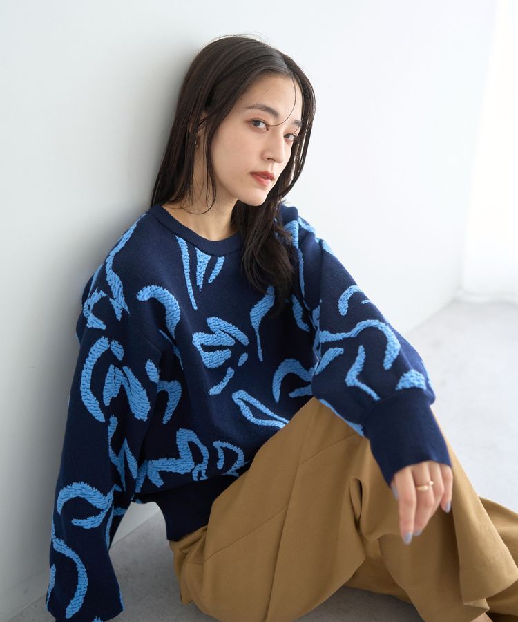 YECCA VECCA「アート柄ふくれジャガードニット」|ニット・セーター|