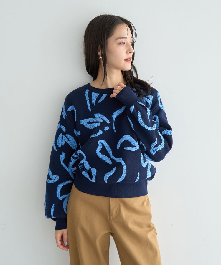 YECCA VECCA「アート柄ふくれジャガードニット」|ニット・セーター|