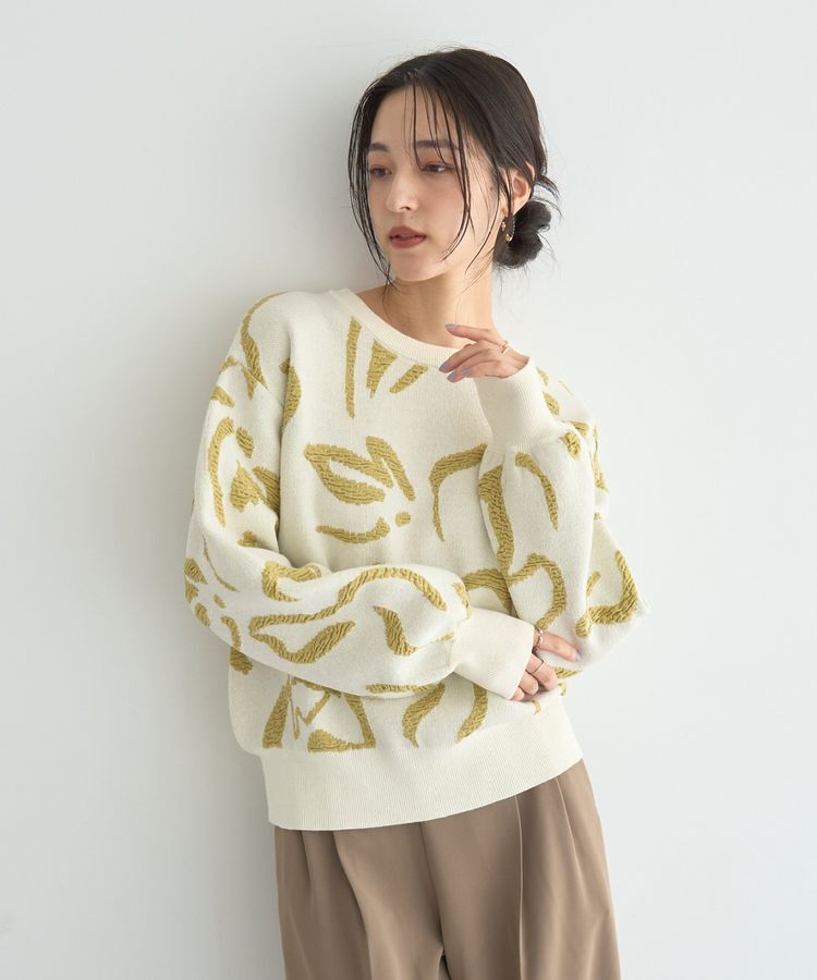 YECCA VECCA「アート柄ふくれジャガードニット」|ニット・セーター|