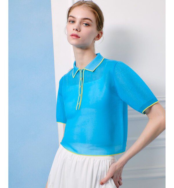 LOULOU WILLOUGHBY「【LOULOU WILLOUGHBY】シアーカノコポロ」|ニット・セーター|ブルー