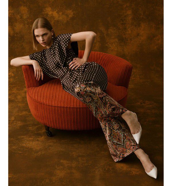 LOULOU WILLOUGHBY「【LOULOU WILLOUGHBY】ペイズリードットオールインワン」|オールインワン|ブラック