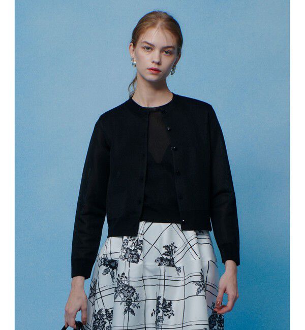 LOULOU WILLOUGHBY「【LOULOU WILLOUGHBY】シアージャガードカーディガン」|カーディガン|ブラック