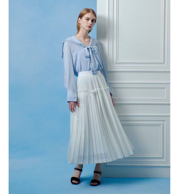 LOULOU WILLOUGHBY「【LOULOU WILLOUGHBY】セーラーカラージョーゼットブラウス」|シャツ・ブラウス|