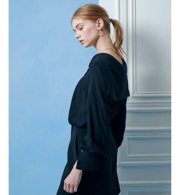 LOULOU WILLOUGHBY「【LOULOU WILLOUGHBY】セーラーカラージョーゼットブラウス」|シャツ・ブラウス|