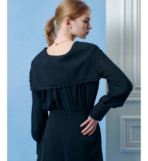 LOULOU WILLOUGHBY「【LOULOU WILLOUGHBY】セーラーカラージョーゼットブラウス」|シャツ・ブラウス|