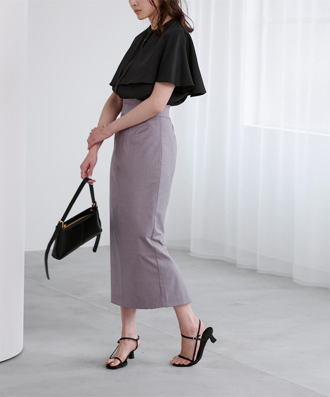 ur's「バンドカラーケープブラウス」|シャツ・ブラウス|