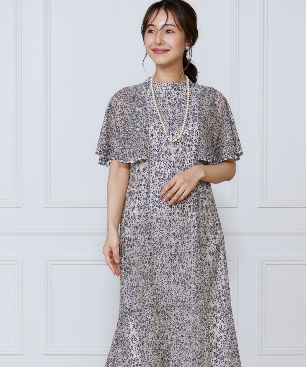 ef-de Black「配色レースマーメイドワンピース」|ワンピース|ネイビー