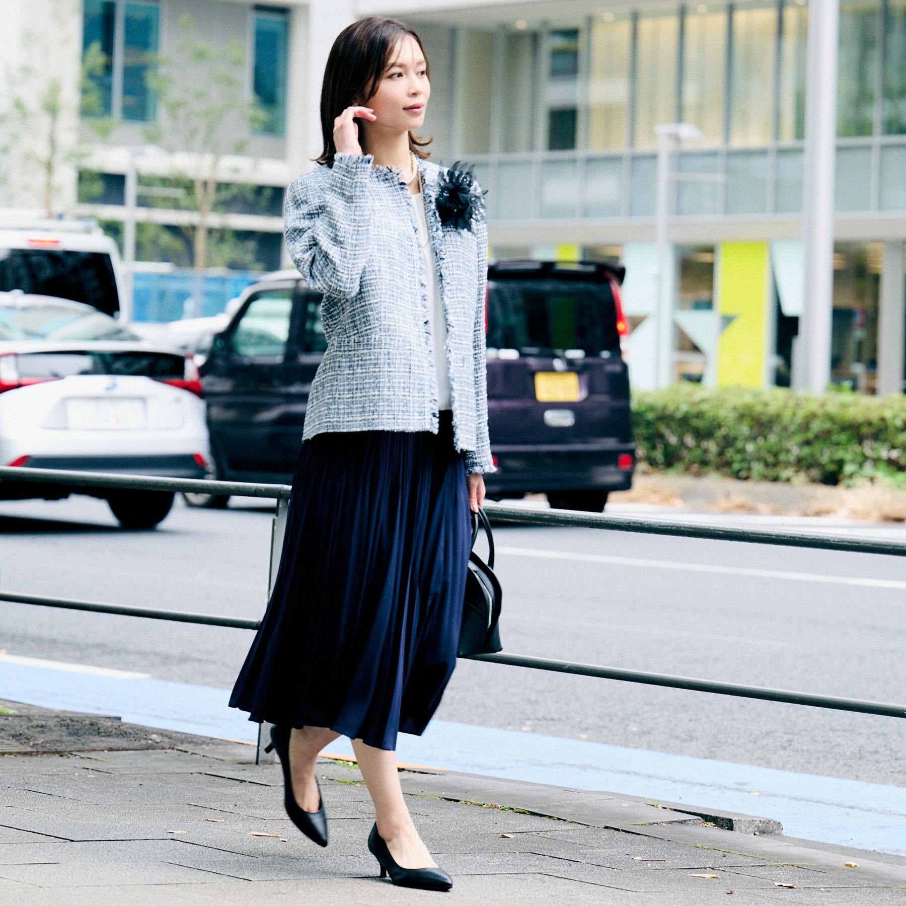 UNTITLED「【仕事着/スーツ】ファンシーツイード ジャケット」|ノーカラージャケット|