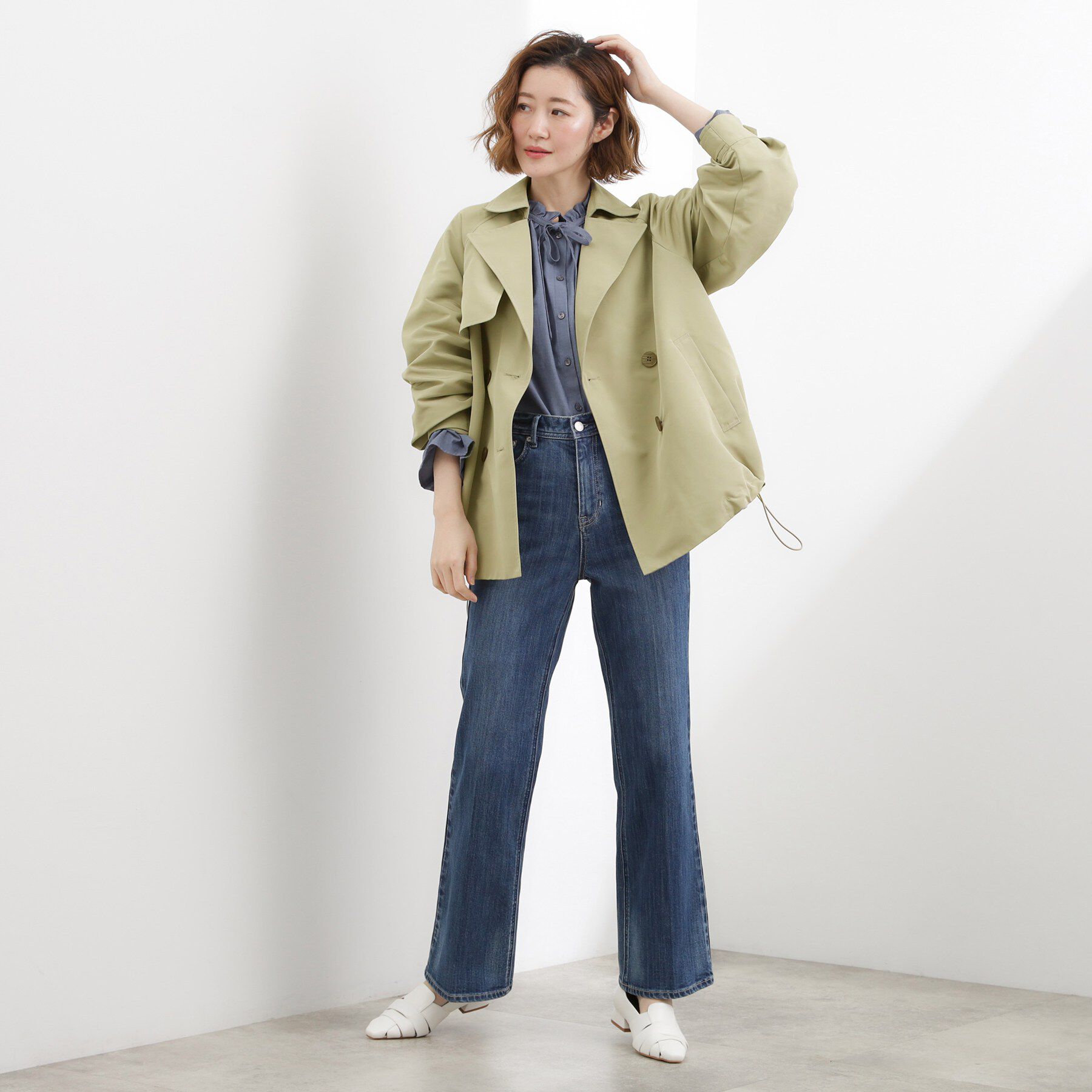 grove「【貴島明日香さん着用】【撥水／シルエット2WAY】軽やかミドルトレンチコート」|トレンチコート|