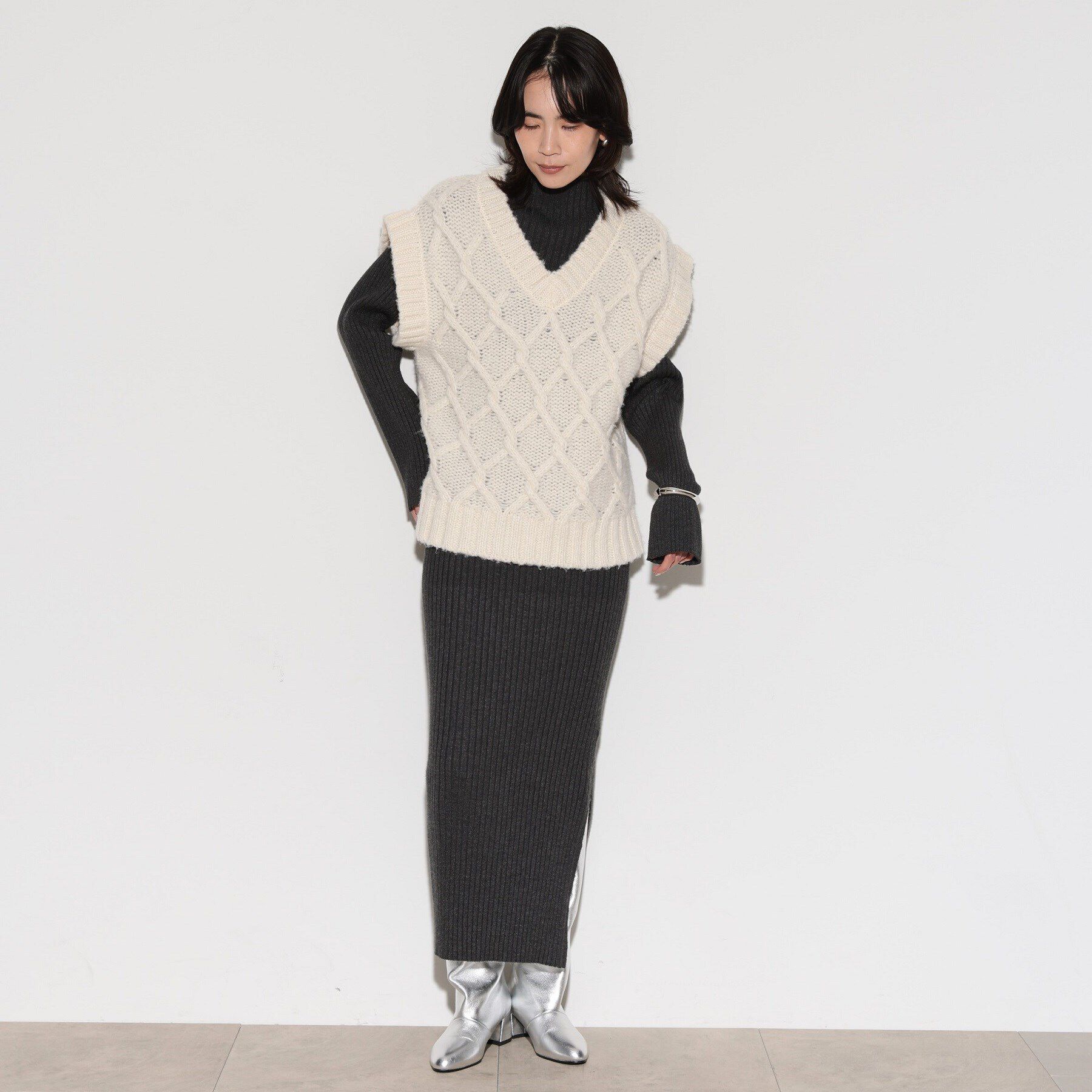 GALLEST「ケーブルニットベスト」|ベスト・ジレ|