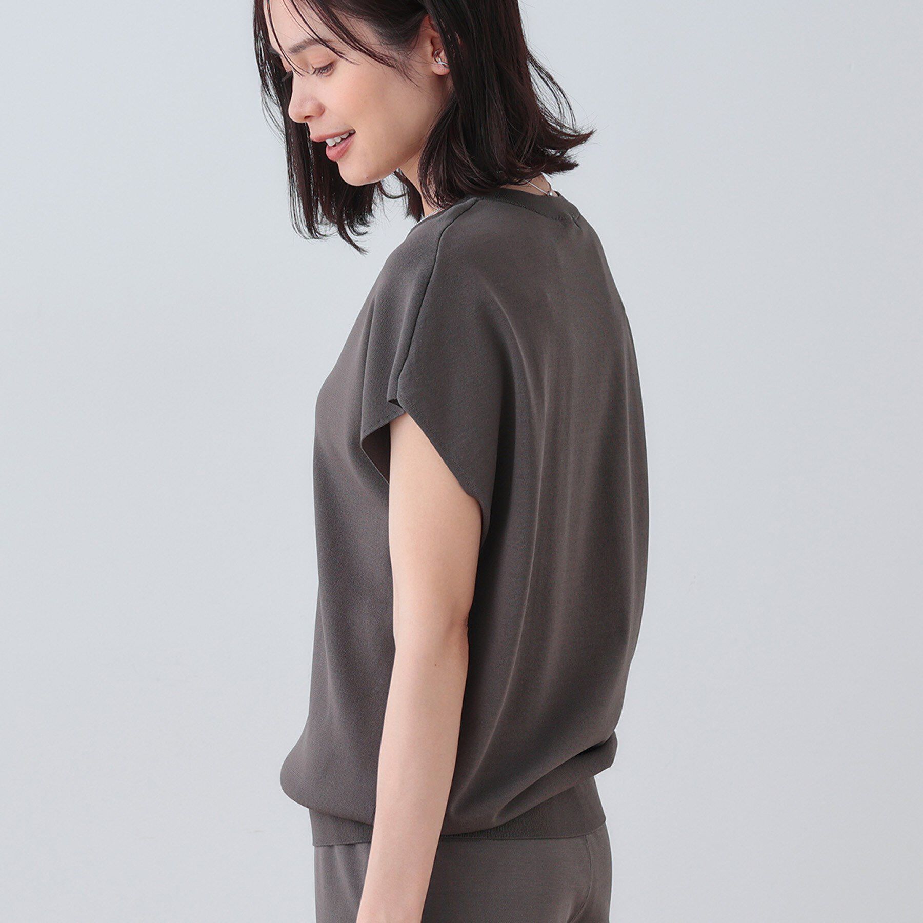 INDIVI「【洗える／SETUP可能】フレンチスリーブ イージーニット」|ニット・セーター|