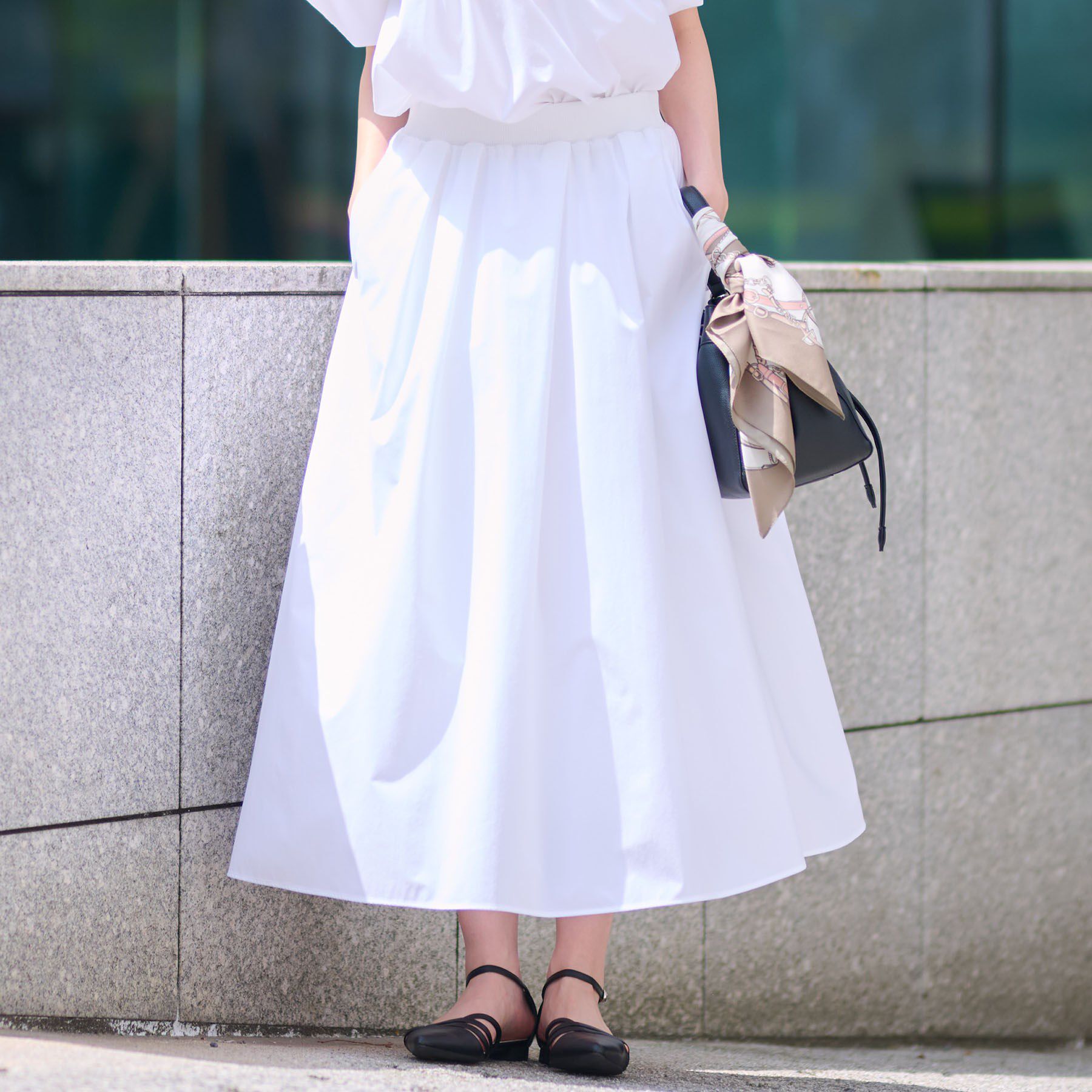 INDIVI「【通気性◎撥水／UVケア／SETUP可能】アクティブスカート」|スカート|ホワイト(001)