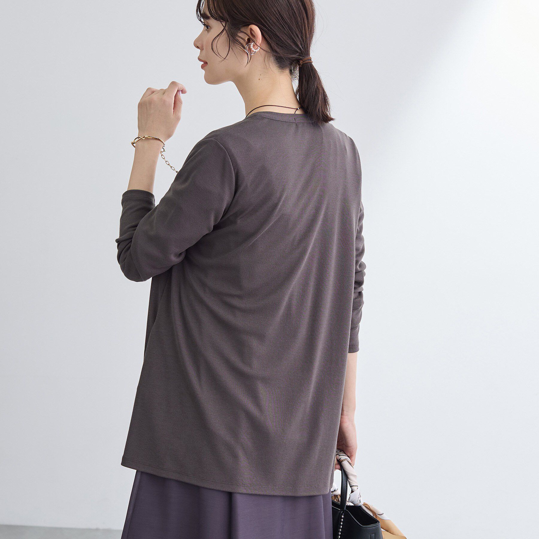 INDIVI「【UVケア】着流しミドル丈カーディガンジャージ」|カーディガン|