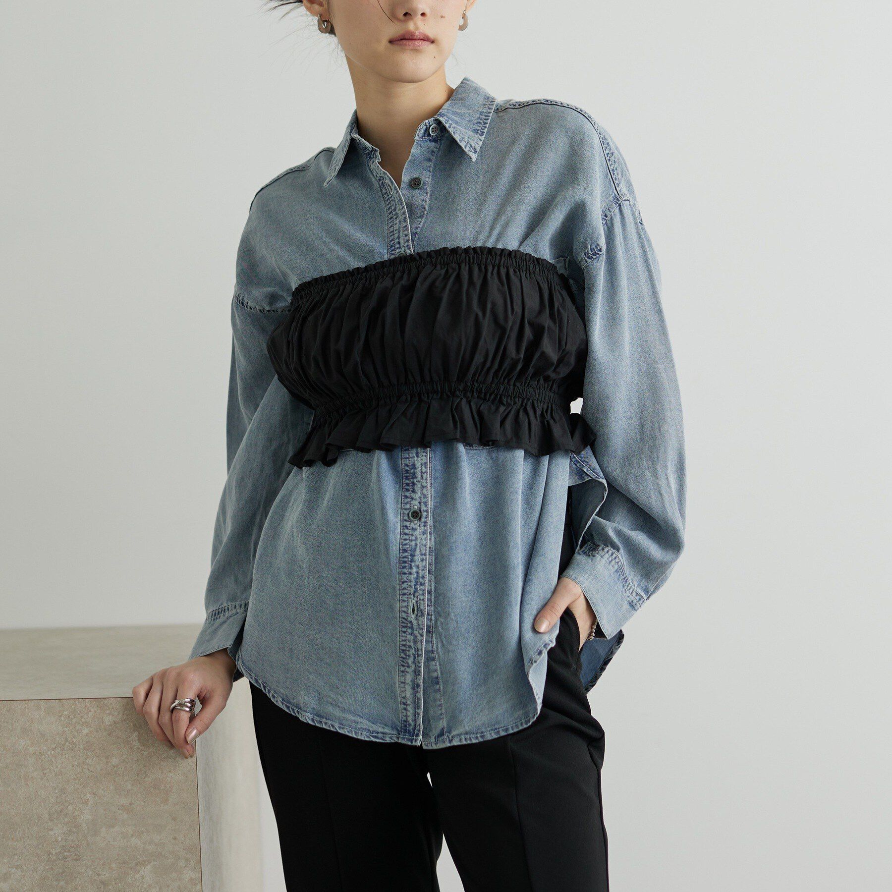 GALLEST「デニムシャツ」|シャツ・ブラウス|サックスブルー(09