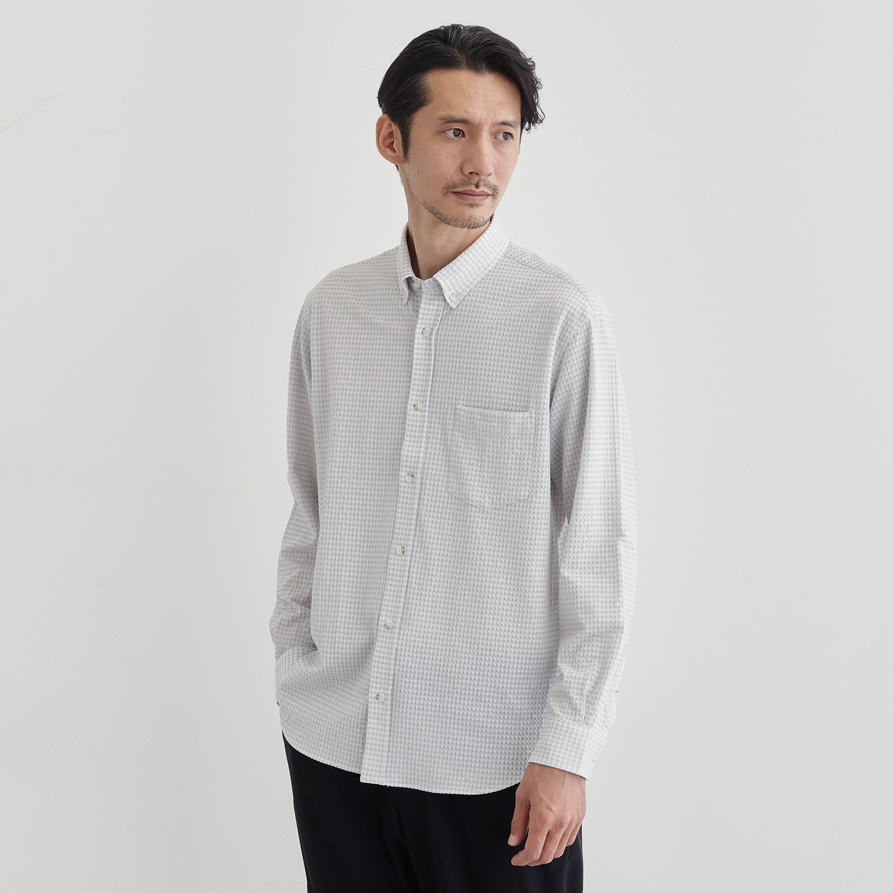 TAKEO KIKUCHI「シアサッカーギンガムチェック ストレッチシャツ」|シャツ・ブラウス|